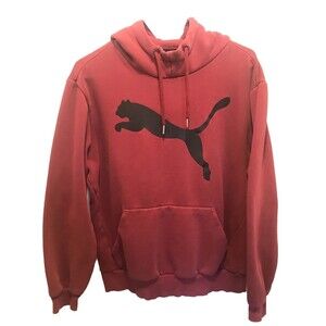 Puma Red Maroon  Long Sleeve Pullover Front Pocket Sweater Hoodie Size Medium